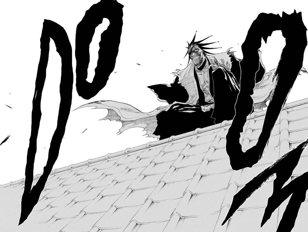 Meanie Says Manga panel of Kenpachi Zaraki